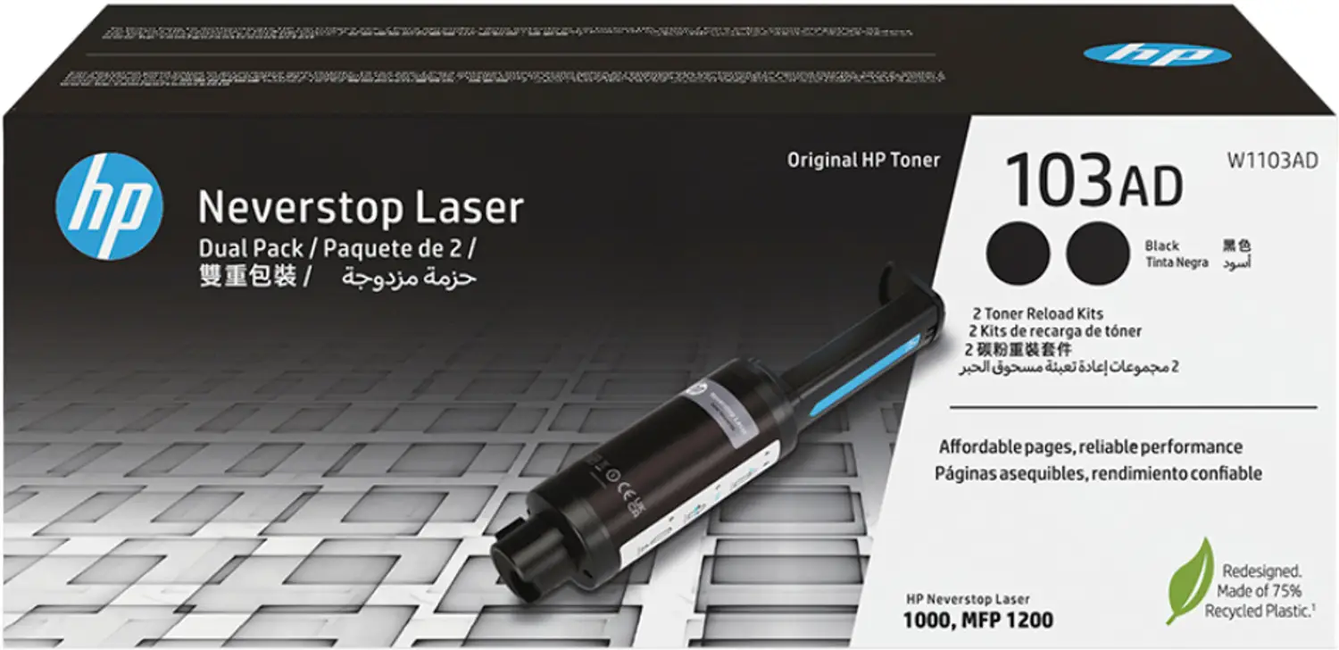 HP 103AD Dual Pack Black Original Neverstop Laser Toner Reload Kit