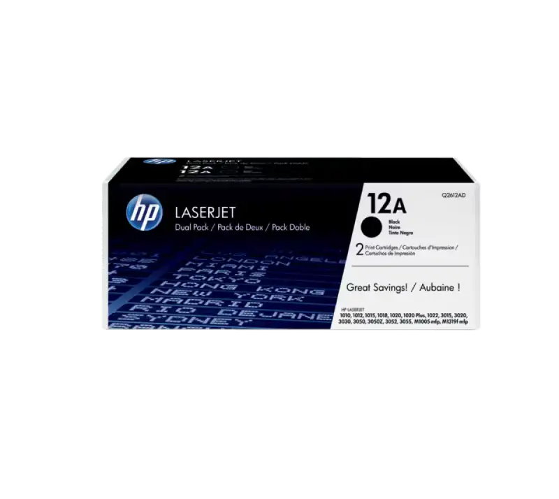 HP 12A 2-pack Black Original LaserJet Toner Cartridges