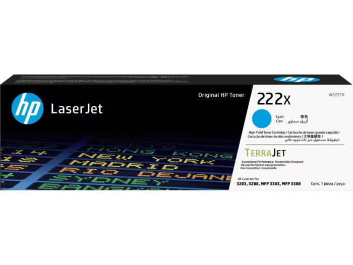 HP 222X High Yield Cyan Original LaserJet Toner Cartridge